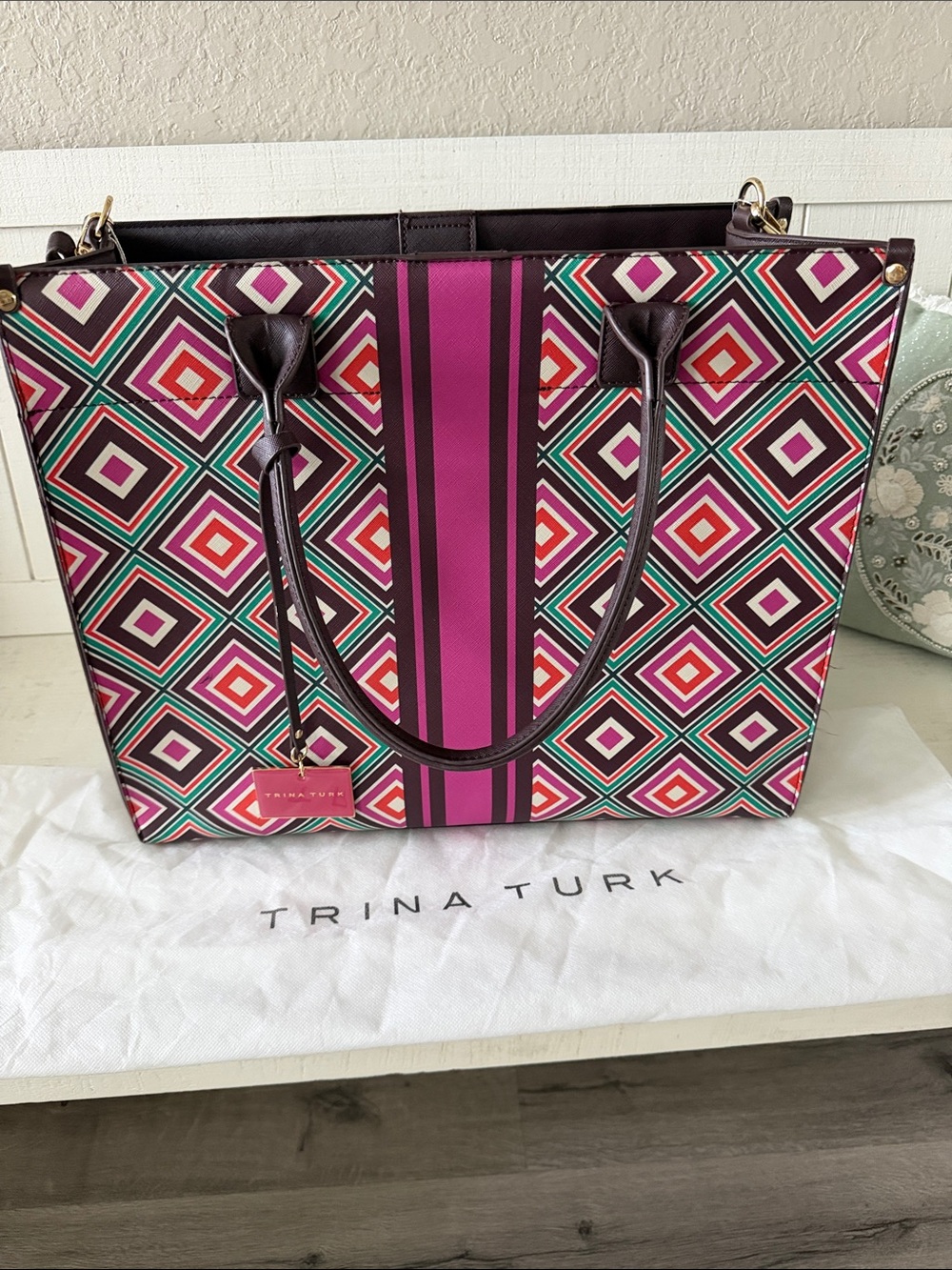Trina Turk  Brookhaven Pink Blocks Classic Tote